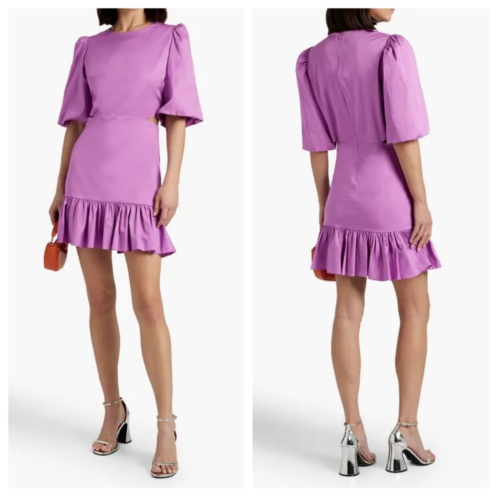 Veronica Beard Cutout Ruffle Poplin Mini Dress